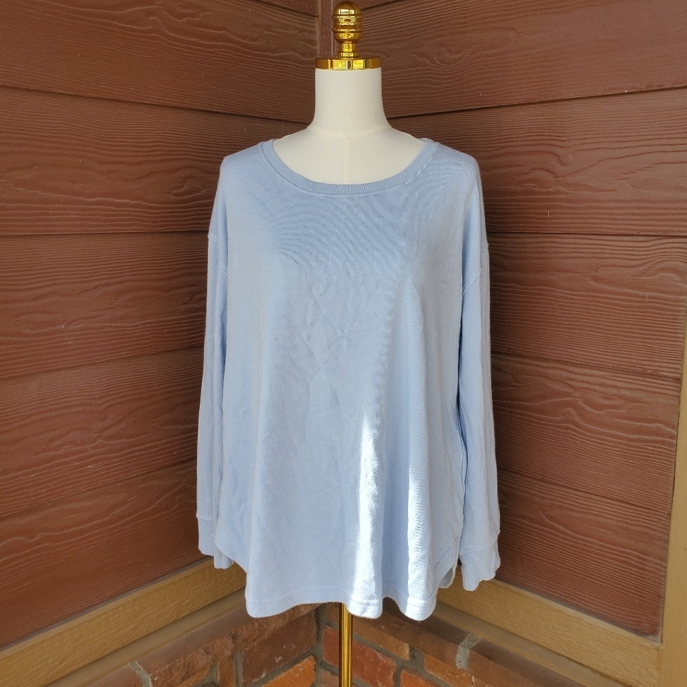 Jane + Delancey Women's Blue Fleece Pullover Sweater Sweatshirt Top Size XL GUC
